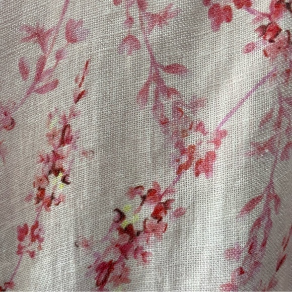 [XS] Allegra Masetti Pink White Cherry Blossom Print Sleeveless 100% Linen Dress - Picture 9 of 12